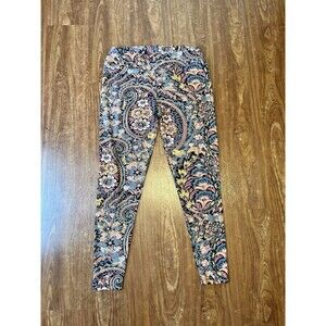 PERUVIAN CONNECTION Womens Leggings Floral High Waisted Pima Cotton Blend XL